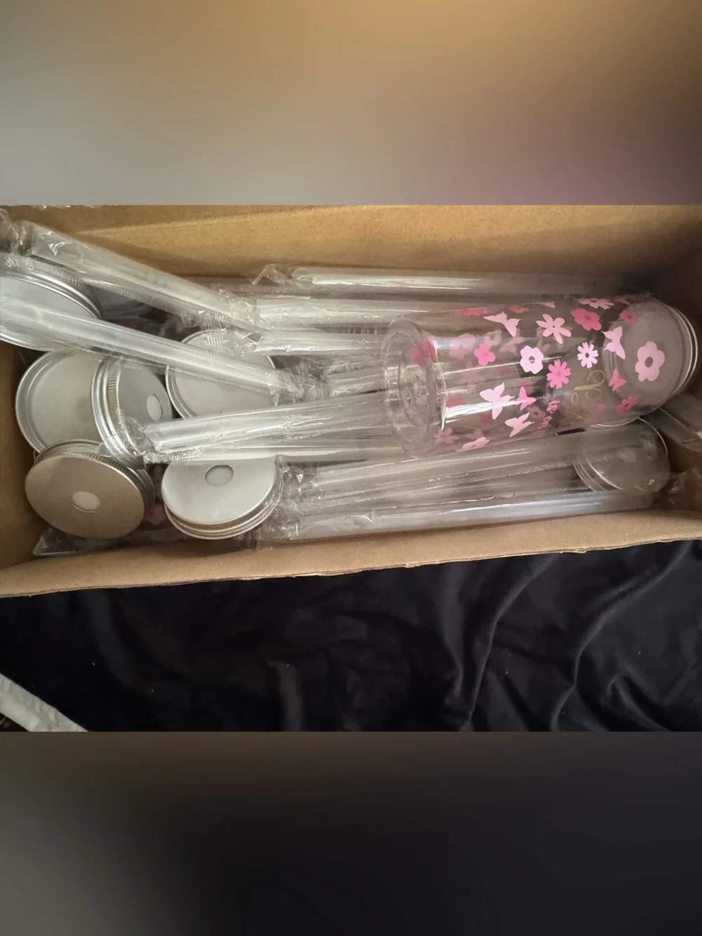 Girls baby shower favors Floral Butterfly plastic cups with lids & straws 23 NWT